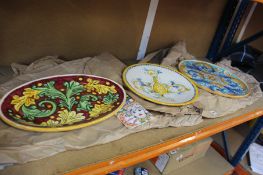 Three ceramic plates in various designs by Ceramiche Di Caltagirone.