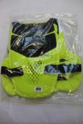 An as new Fox Raceframe Impact in fluorescent yellow (L/XL).