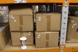 Four boxes of six Ashworth Antique White twisted metal candle holders.