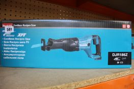 An as new Makita 18v cordless reciprocating saw, battery not included.