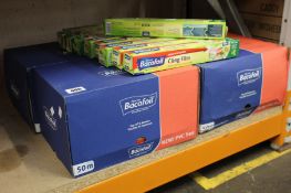 Four boxes of 20 Bacofoil PVC free cling film 50m per roll and ten loose rolls of Bacofoil PVC