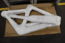 An unbranded light-weight bike frame with forks (NOTE: Model and Frame Size is unknown).