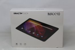 A boxed as new DragonTouch Max10 android tablet.