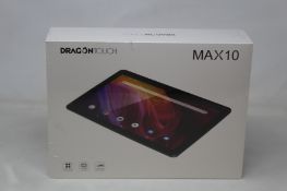 A boxed as new DragonTouch Max10 android tablet.