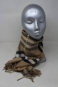 An as new Burberry sequined check cashmere scarf (Article 8050535 - RRP £484).