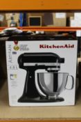 A Kitchen Aid 4.8L Artisan mixer in Onyx Black (REF: 5KSM125B0B).