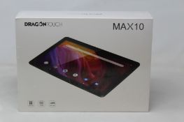 A boxed as new DragonTouch Max10 android tablet.