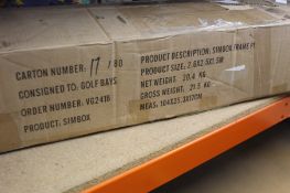 A boxed as new Golfbays Simbox frame P1, Size: 2.6x2.5x1.5m (Corner pieces missing) (Box damaged).
