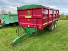 2000 Marshall QM11 11t twin axle grain trailer with sprung drawbar, rollover sheet, manual tailgate