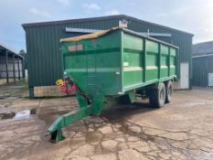 Titan Trailers 18t twin axle grain trailer with sprung drawbar, air brakes, rollover sheet, manual t