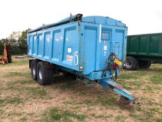 1997 Ken Wootton 14t twin axle grain trailer with manual tailgate and grain chute, air brakes, sprun
