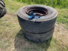 Pair 385/65R22.5 wheels and tyres