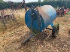 Trailed fuel bowser 1000l with manual pump and nozzle on 6.00-16 wheels and tyres