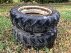 Pair Goodyear 13.6R38 dual wheels and tyres, no clamps
