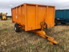 1982 Marston F6.5T 6.5t single axle grain trailer with manual tailgate and grain chute on 12.5/80-15