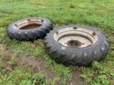 Pair 12-38 wheels and tyres with 8 stud centres
