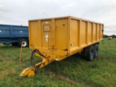 1998 Gull 12t twin axle grain trailer, fixed drawbar, manual tailgate and grain chute on 385/65R22.5