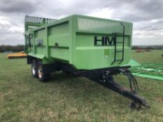 2010 HM Trailers 14t twin axle grain trailer, hydraulic tailgate, grain chute, sprung drawbar on 385