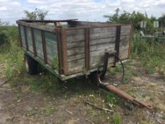 Ferguson 3t wooden sided single axle tipping trailer on 10.5/85-15 wheels and tyres