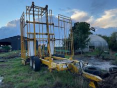 1998 East Coast Engineering EBS140 bale accumulator, suited to 13No 6 string bales, twin axle on 385
