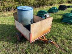 Single axle wooden car trailer 3'5