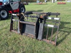 2008 Strimech muck fork with hydraulic front grab with Manitou attachments.