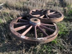 2No horse drawn wagon wheels (56