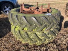 Pair Kleber 13.6R38 dual wheels and tyres