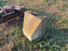 Concrete filled weight block, linkage mounted