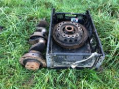 Flywheel, clutch housing and crank