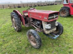 Massey Ferguson 135 narrow 2wd diesel tractor. Reg No: TEG 950G Hours: 4802. Serial No: 124608
