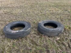 2 Lorry tyres. No VAT on this lot.