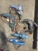 Qty of Drills and Sander, Bosch, Black and Decker - not tested. Stored near Rushall, Diss.