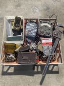 Qty of Misc items, spanners, adjustable record, universal avometer. Stored near Rushall, Diss.