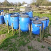 13 x plastic feeders on wooden legs