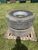 Pair of Wheels and Tyres - 8 nut, Bridgestone 425/65R22.