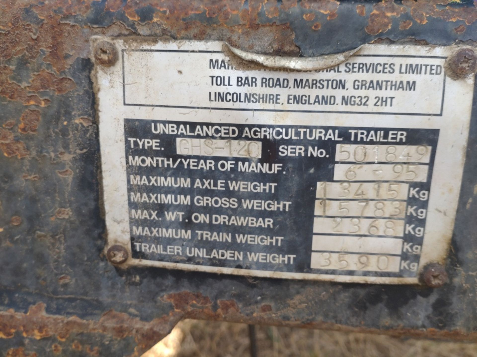 1995 Griffiths GHS-120 tandem axle 12T hydraulic tipping trailer c/w hydraulic tailgate - Image 2 of 5