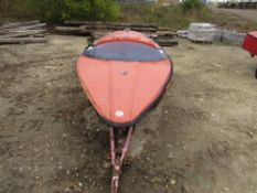 Delta fibreglass boat with Jet Drive and 2L Ford engine, as found,