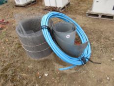 Quantity of wire and piping and roll of metal sheeting