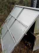 Tin gate 7 ft x 6ft high. Stored near Badingham, Suffolk.