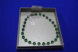 925 Sterling Silver Necklace with Green Stones