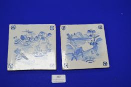 Pair of Delft Chinese Scene Tiles