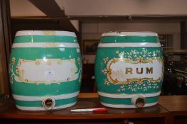 Two Large Pottery Rum Barrels (some wear)