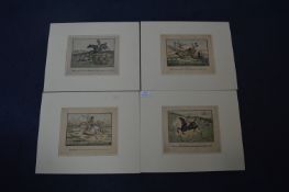 Four Mounted Hunting Etchings
