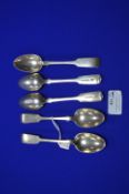Five Hallmarked Sterling Silver Teaspoons ~135g total