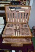 Oak Cased Cutlery Canteen and Contents