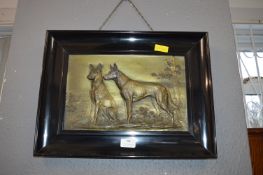 Framed Brass Study of Two Alsatians