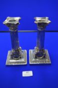 Pair of Hallmarked Sterling Silver Filled Candlesticks - Birmingham 1938