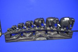 Carved Ceylon Ebony Elephant Train