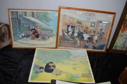 Three Framed D.C. Thompson Illustrations by Giles and Oor Wullie